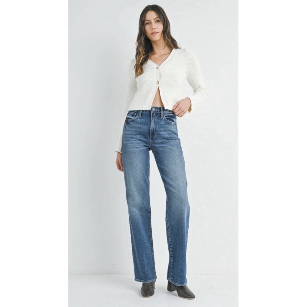 NEW! Habitual Reese High Rise Straight Leg Jeans Medium Wash Blue SZ 26